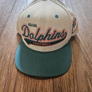 Miami Dolphins Mitchell And Ness NFL Hat. Vintage Collection Snapback Script Hat